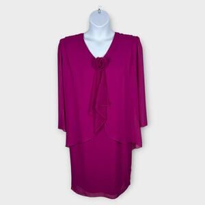 Vintage Ursula of Switzerland Dress Size 16 Pink Shift Chiffon Flowy Wedding